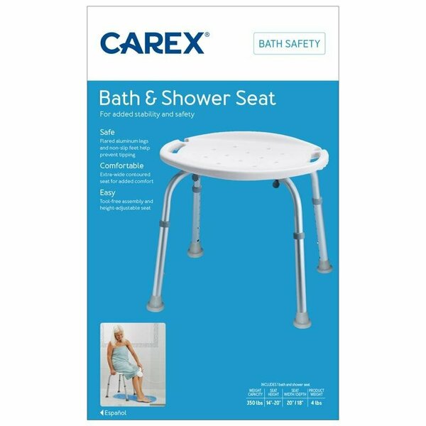 Carex Health Brands Blue/White Bath/Shower Seat Aluminum 20.5 in. H X 20 in. L FGB75200 0000